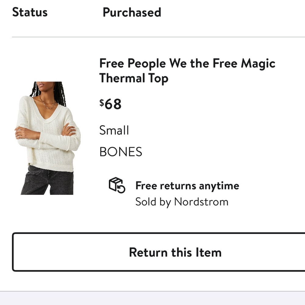 Free People Cream Thermal Top